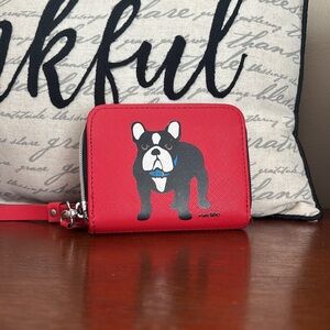 LIKE NEW Marc Tetro Red Wallet with Bulldog Design